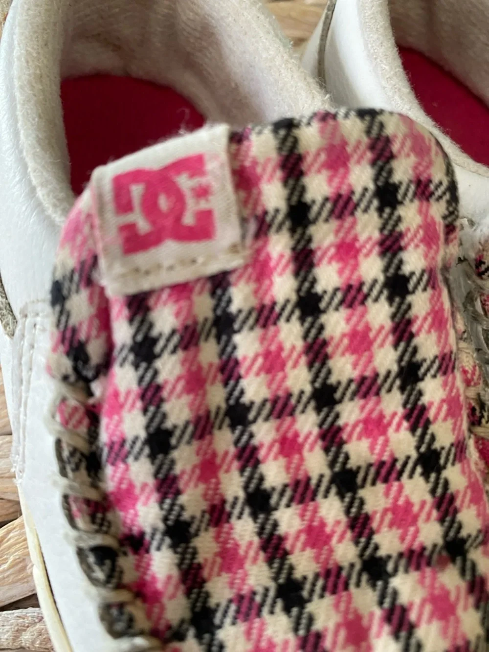 DC Kids White & Pink Plaid Slip-On Moccasins